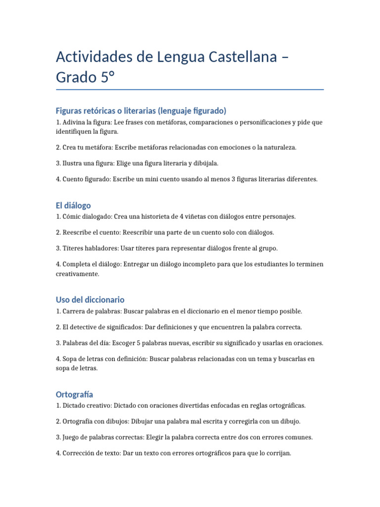 Actividades de Lengua para 5to Grado | PDF | Puntuación | Comunicación