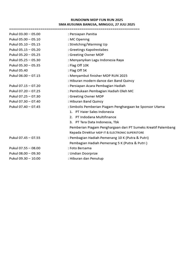 Rundown MDP Fun Run 2025 | PDF