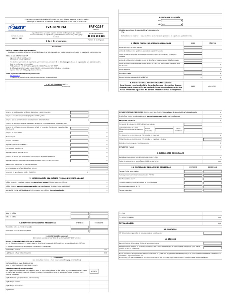 Instrucciones para el SAT-2237 IVA | PDF | Impuesto al valor agregado ...