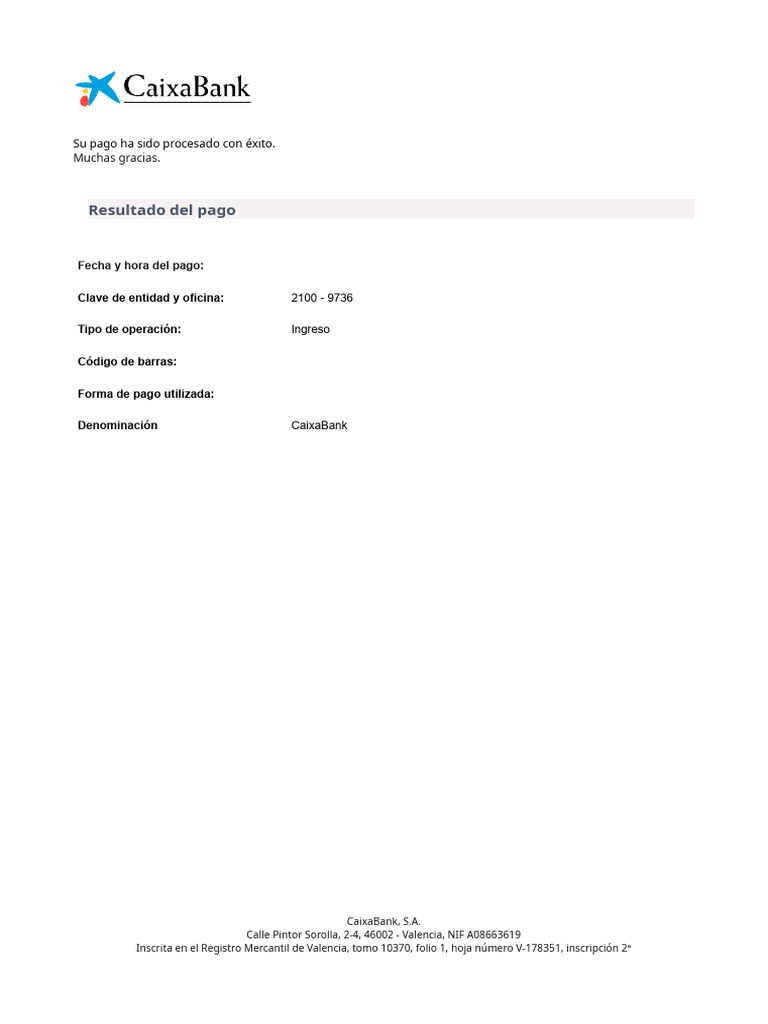 Justificante de Pago CaixaBank | PDF