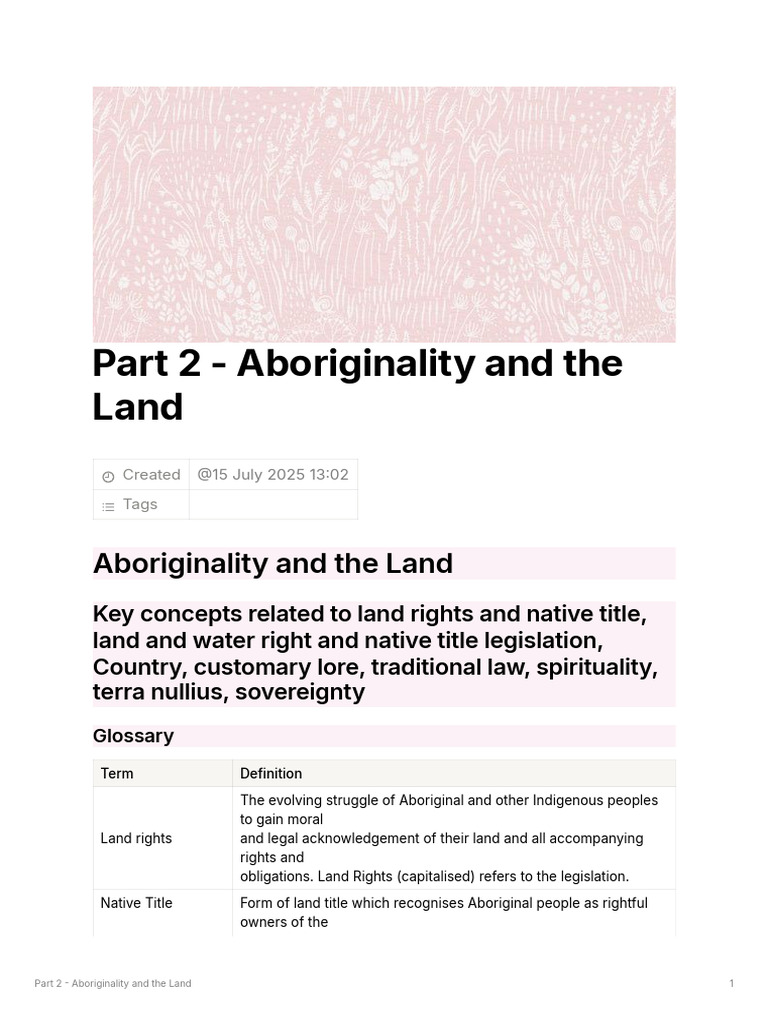 Aboriginal Land Rights and Native Title | PDF | Indigenous Australians ...