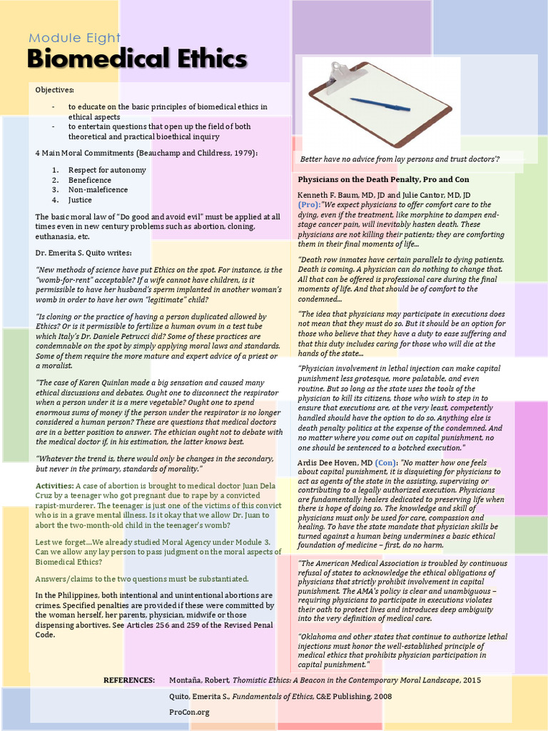 Biomedical Ethics: Key Principles & Debates | PDF | Bioethics | Capital ...