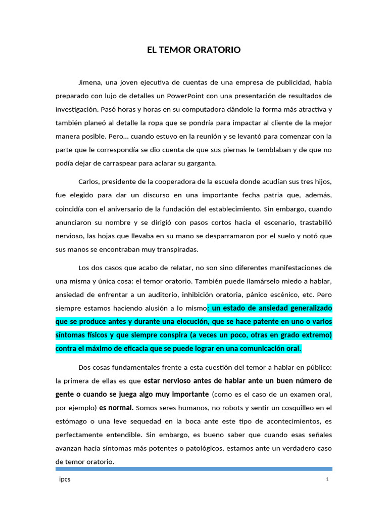 Superar el temor oratorio: consejos prácticos | PDF | Temor | Ansiedad