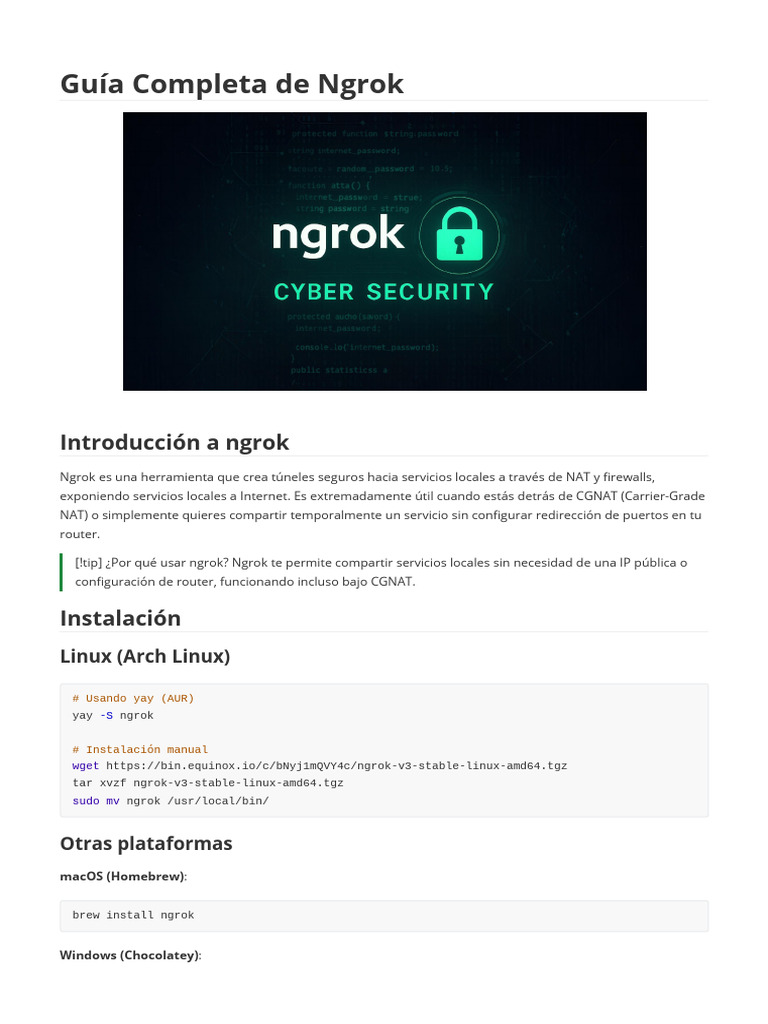 Guia Completa Del Uso de Ngrok | PDF | Protocolo de Control de ...