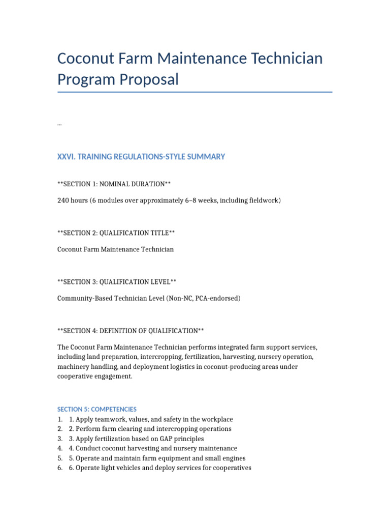 Coconut Farm Technician Training Program | PDF