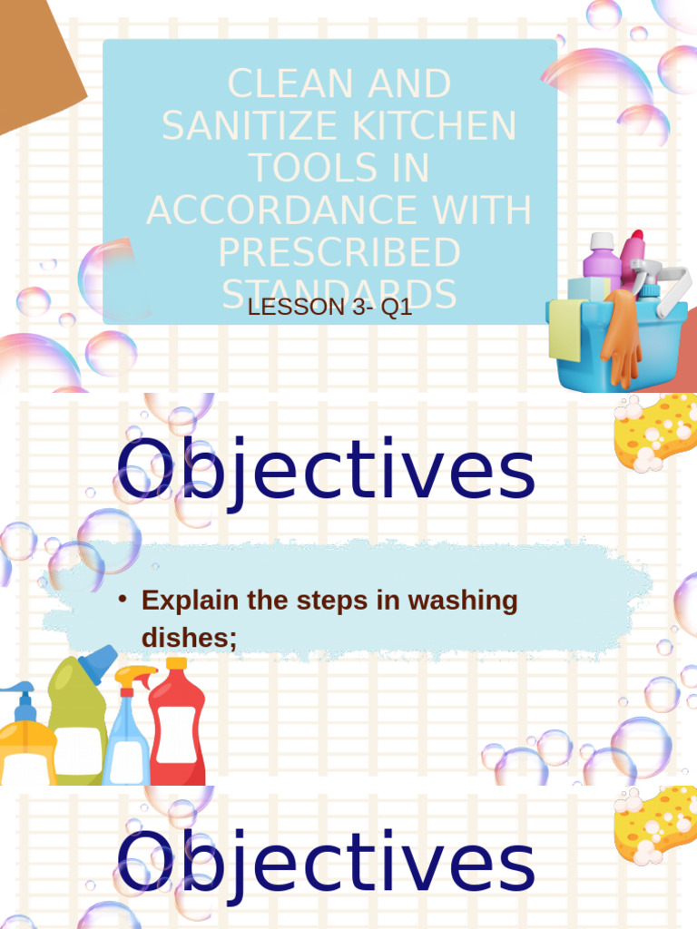 Kitchen Tool Cleaning and Sanitizing Guide | PDF | Dishwasher ...