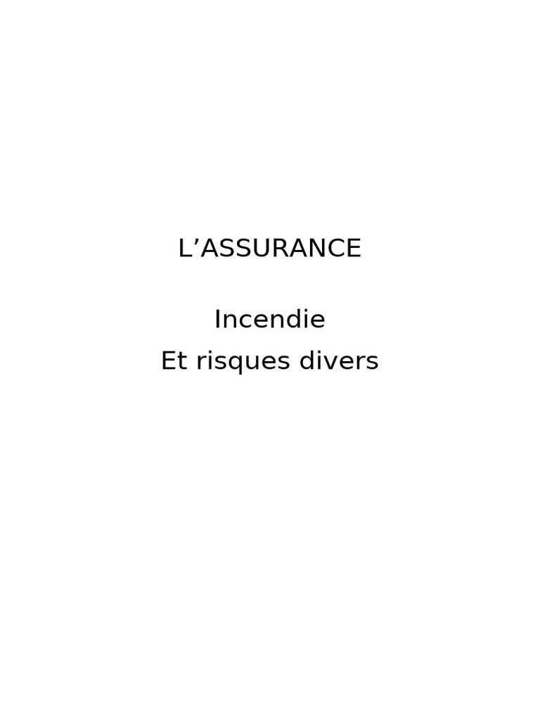 Assurance Incendie : Garanties et Responsabilités | PDF | Assurance ...
