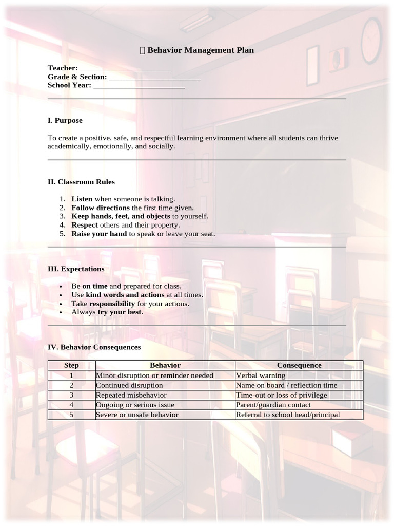 ? Behavior Management Plan | PDF