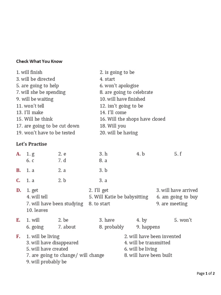Future Tenses Exercises with Answers | PDF | Chess | Chess Theory
