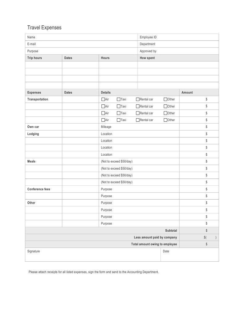 Travel Expense Reimbursement Form | PDF