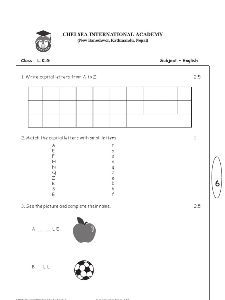 Worksheets Model Question Paper For Lkg Cbse model que lkg