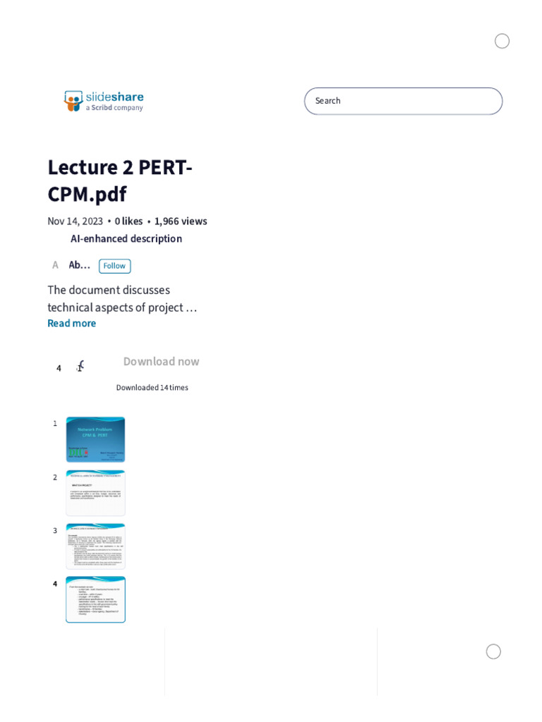 Lecture 2 PERT-CPM | PDF