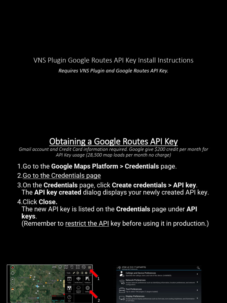 VNS Google Routes API Key | PDF