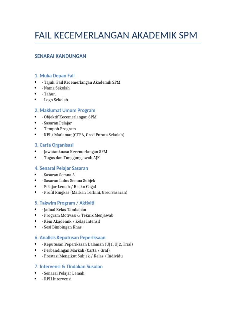 Fail Kecemerlangan SPM | PDF