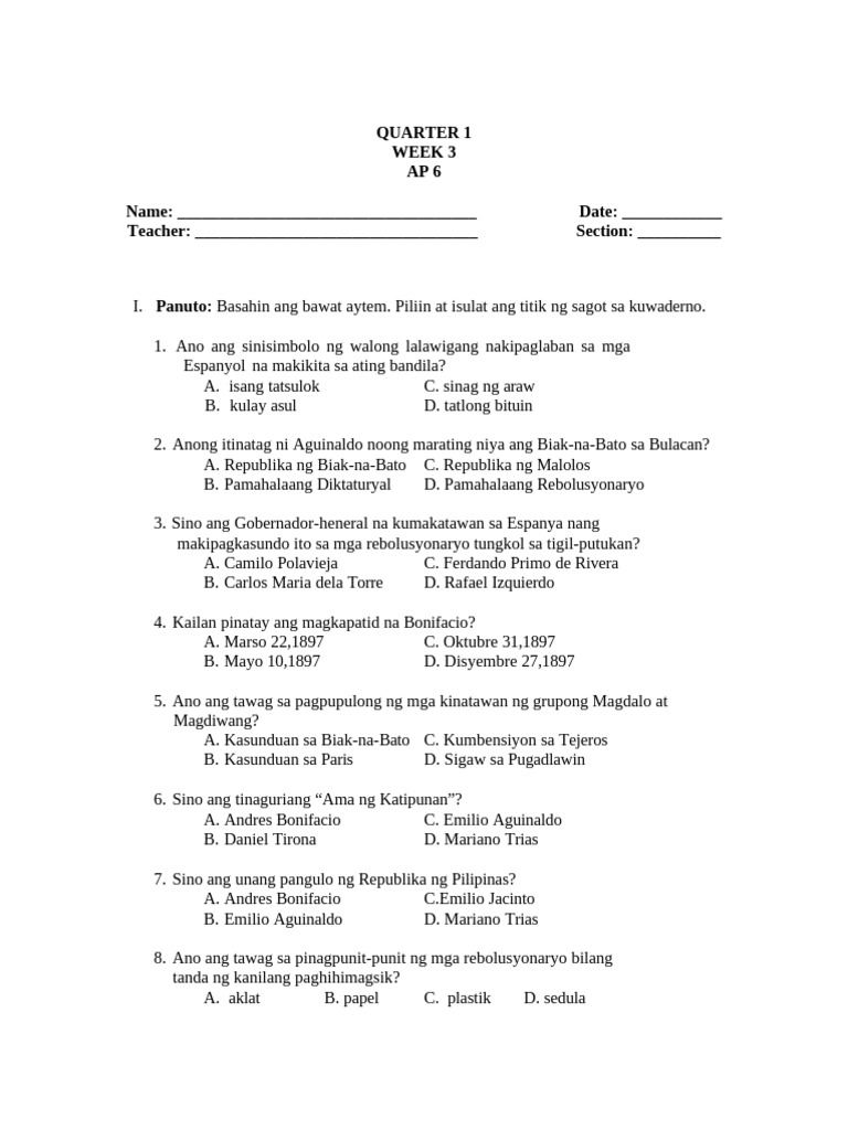 Ap Sum Test Week 3 | PDF