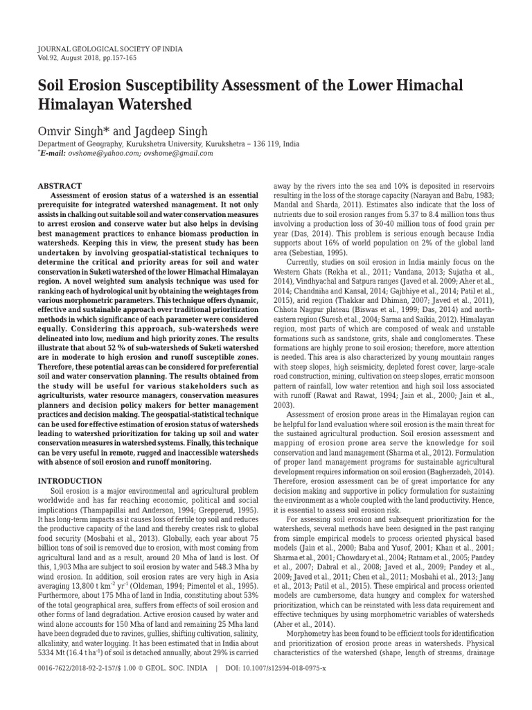 Soil Erosion Assessment in Himachal | PDF | Drainage Basin | Topography