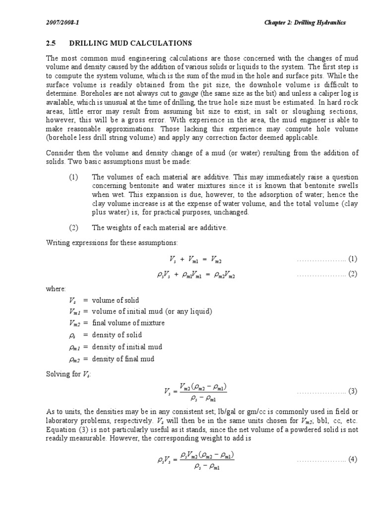 Drilling Mud Calculations Density Barrel (Unit)