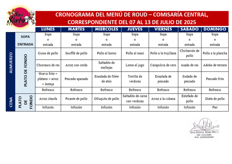 Rol Semanal de Roud - Comisaria Central 07 Al 13 de Julio de 2025 | PDF ...