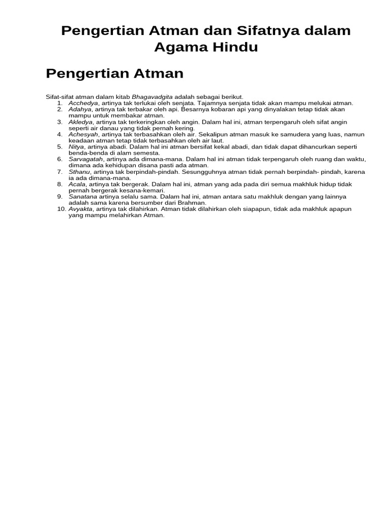 Sifat-sifat Atman dalam Bhagavad Gita | PDF