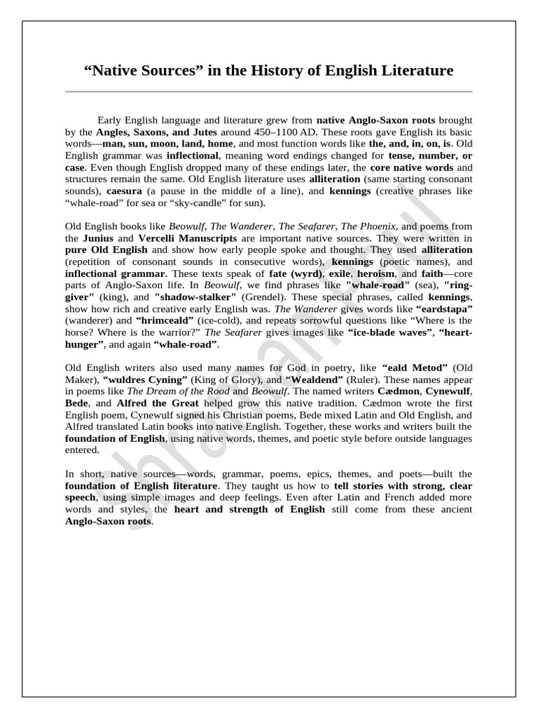 Foundations of Native English Literature | PDF | English Language | Beowulf