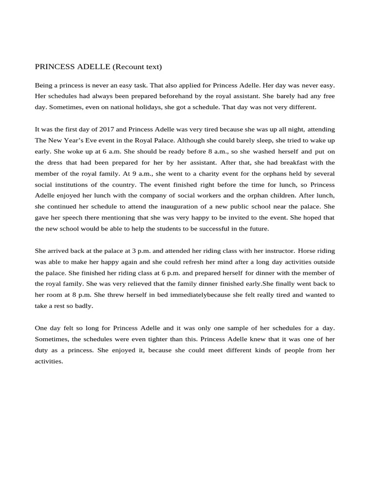 A Day in the Life of Princess Adelle | PDF