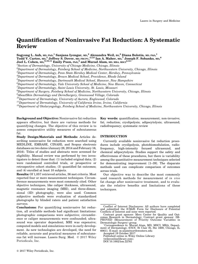 Noninvasive Fat Reduction Methods Review | PDF | Adipose Tissue ...