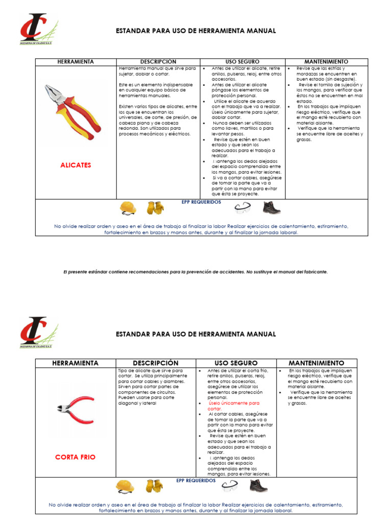 Uso seguro de herramientas manuales | PDF | Tornillo | Martillo