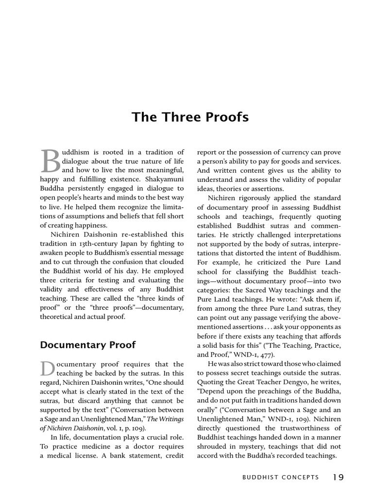 Three Proofs in Nichiren Buddhism | PDF | Nichiren | Lotus Sutra