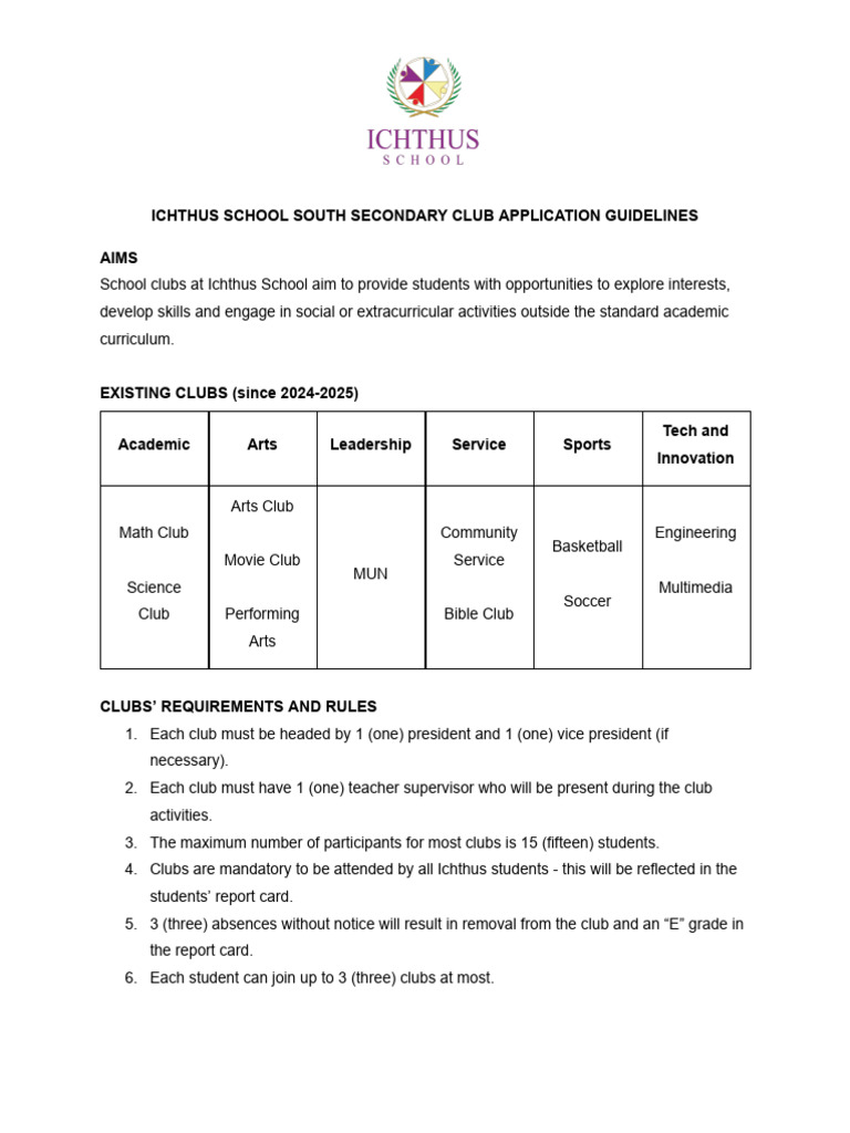 2025 - 2026 Club Application Guidelines | PDF