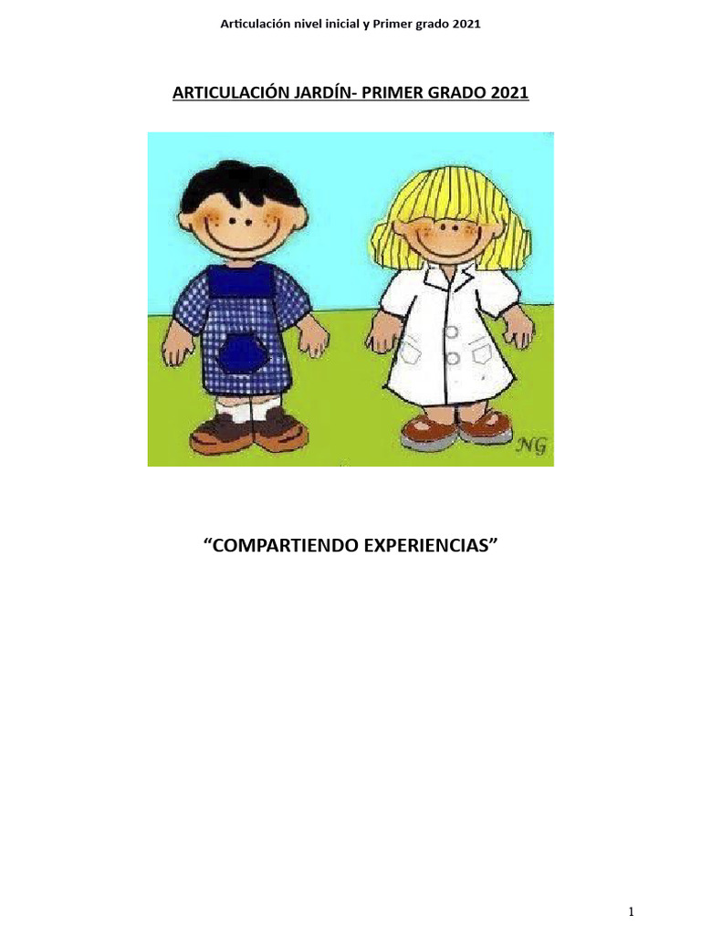 Articulación Jardín y Primer Grado 2021 | PDF | Educación de la primera ...