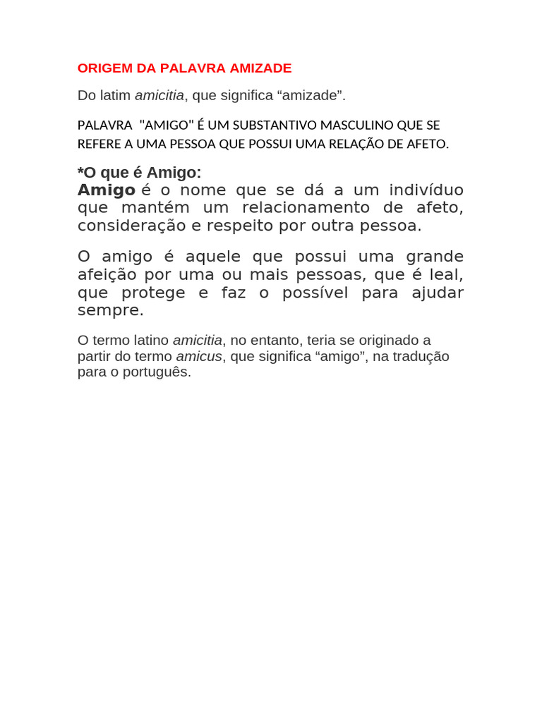O Que É Amigo | PDF