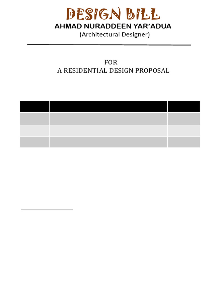 Residential Design Proposal Invoice | PDF