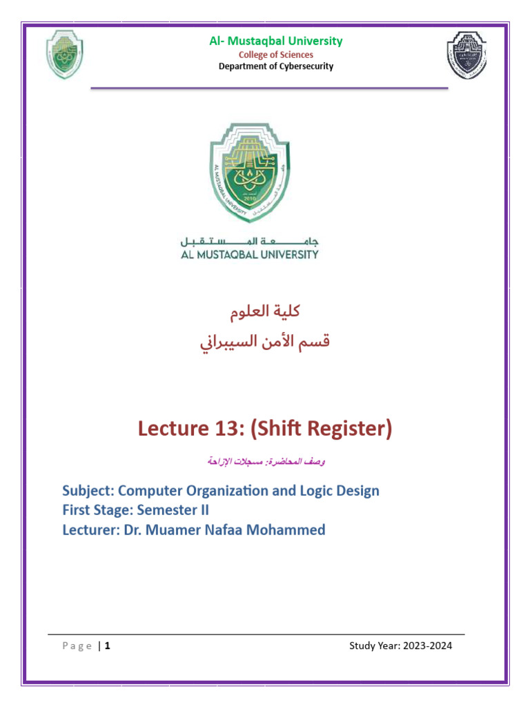 Shift Registers in Digital Logic Design | PDF | Electrical Engineering ...