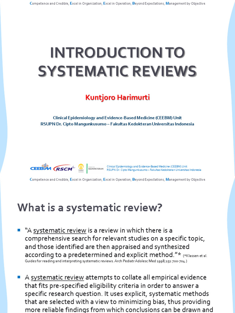 Systematic Reviews in Clinical Epidemiology | PDF | Systematic Review ...