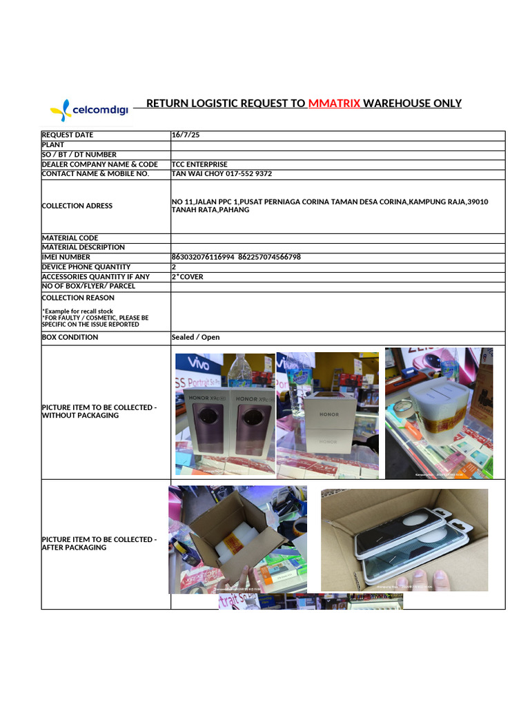 Device Collection Request Form | PDF