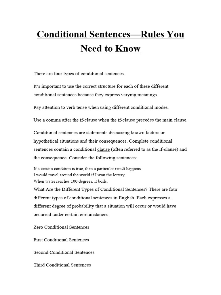 Rules for Conditional Sentences | PDF | Verb | Linguistic Typology
