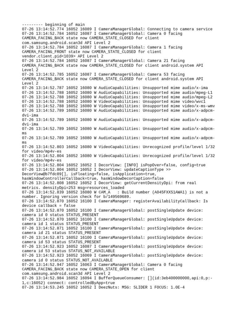 Camera State and Capability Logs | PDF | Computer Programming | Software