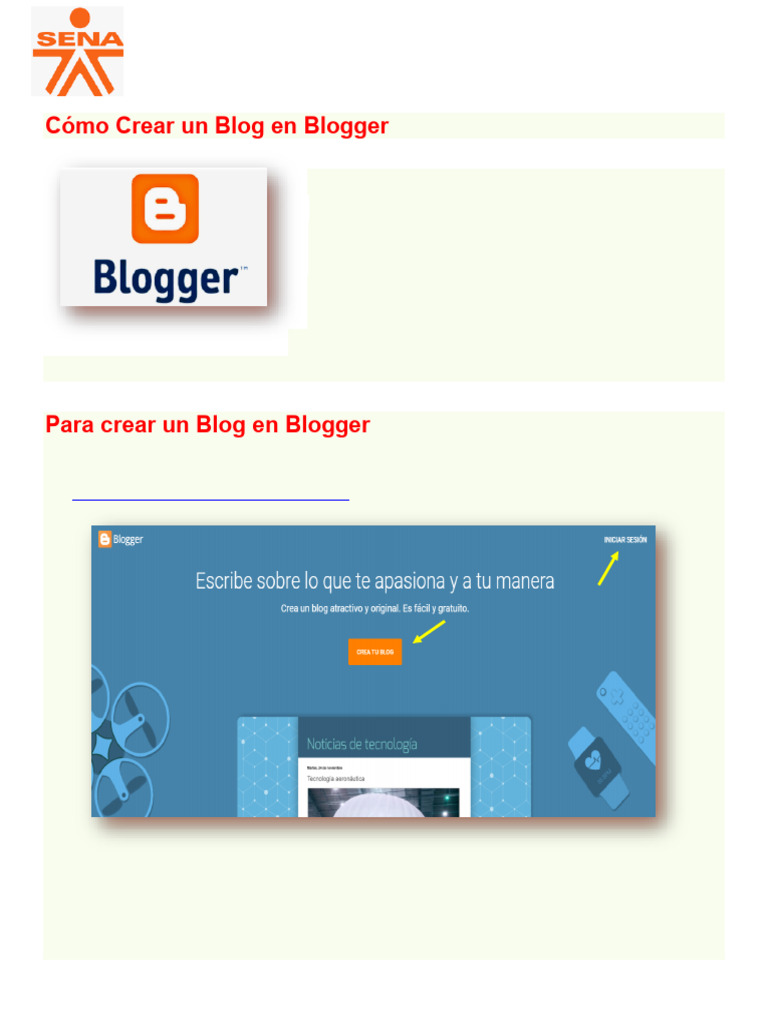 Cnnmo Crear Un Blog en Blogger - Ok | PDF | Blog | Botón (Computación)