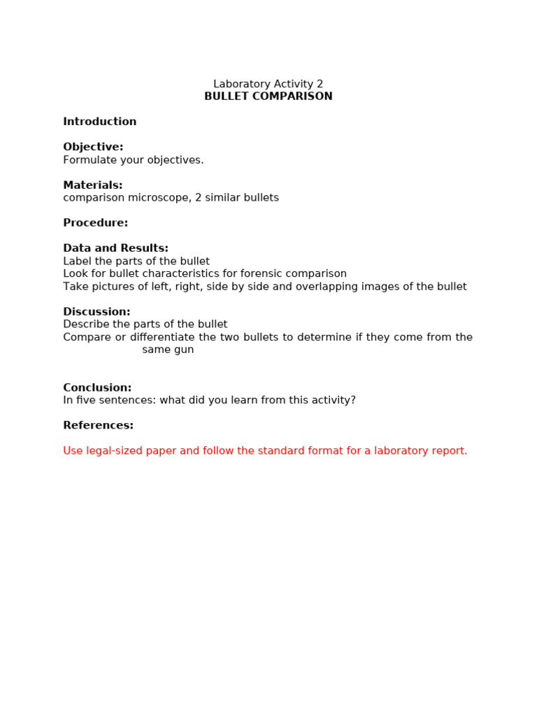 Bullet Comparison Lab Activity | PDF