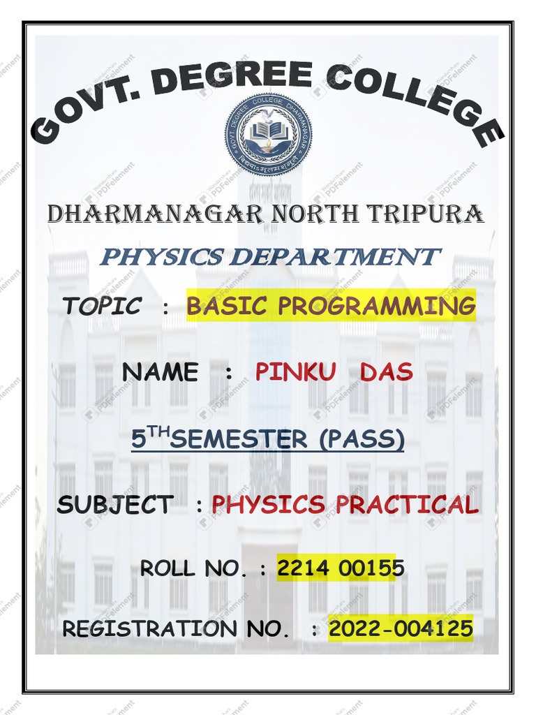 Basic Programming in Physics Practical | PDF