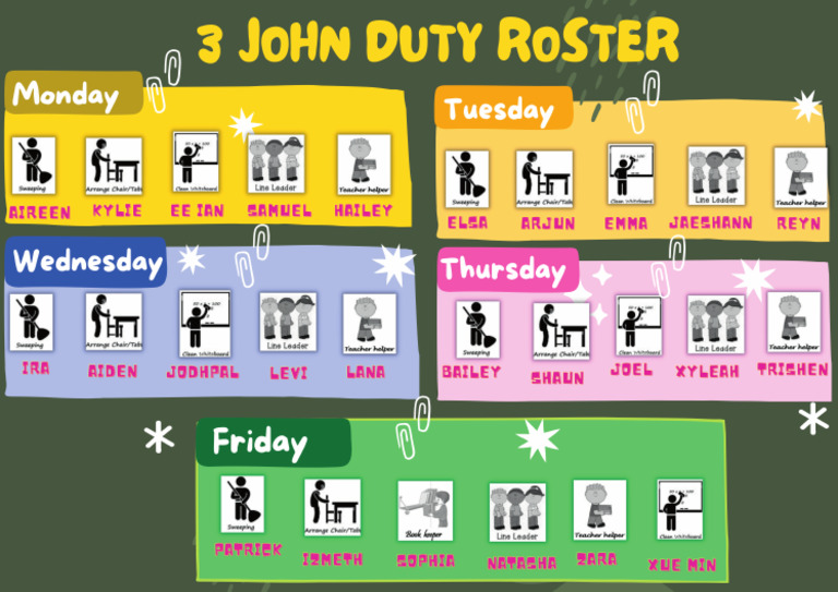 (Original Size) Colorful Fun Classroom Roles Poster (59.4 × 42 CM) | PDF