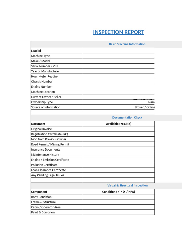 Detailed Inspection Report | PDF | Engines | Truck