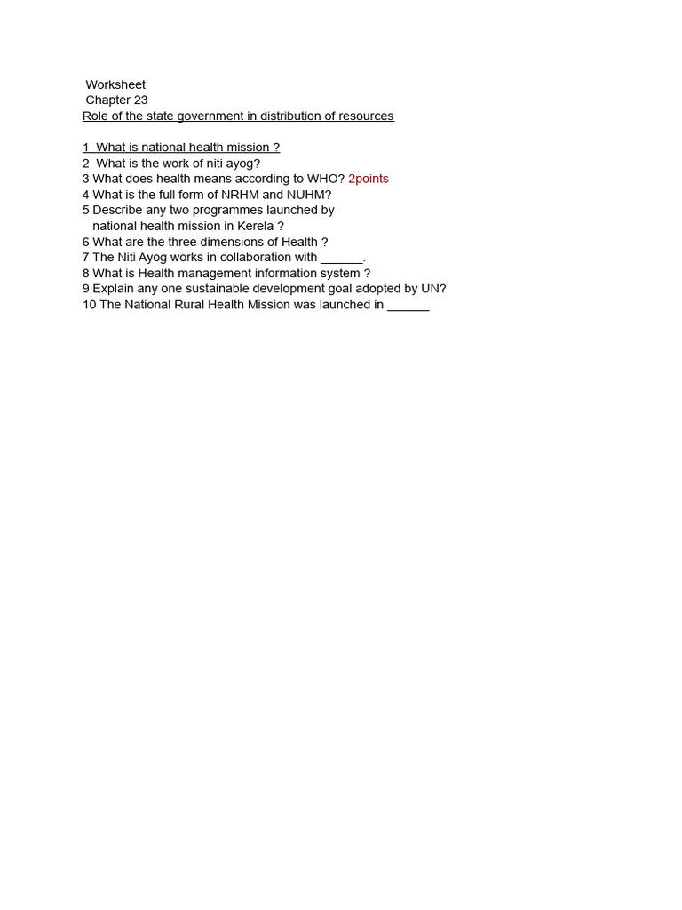 Worksheet CH 23 Class VII | PDF