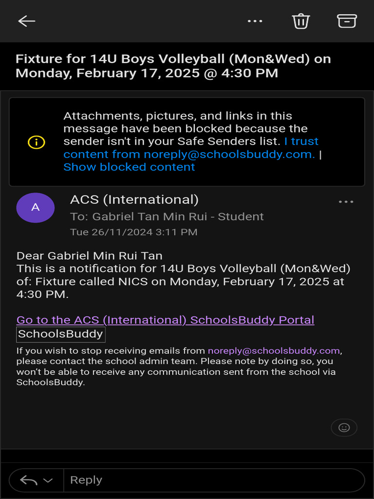 14U Boys Volleyball Fixture Notification | PDF