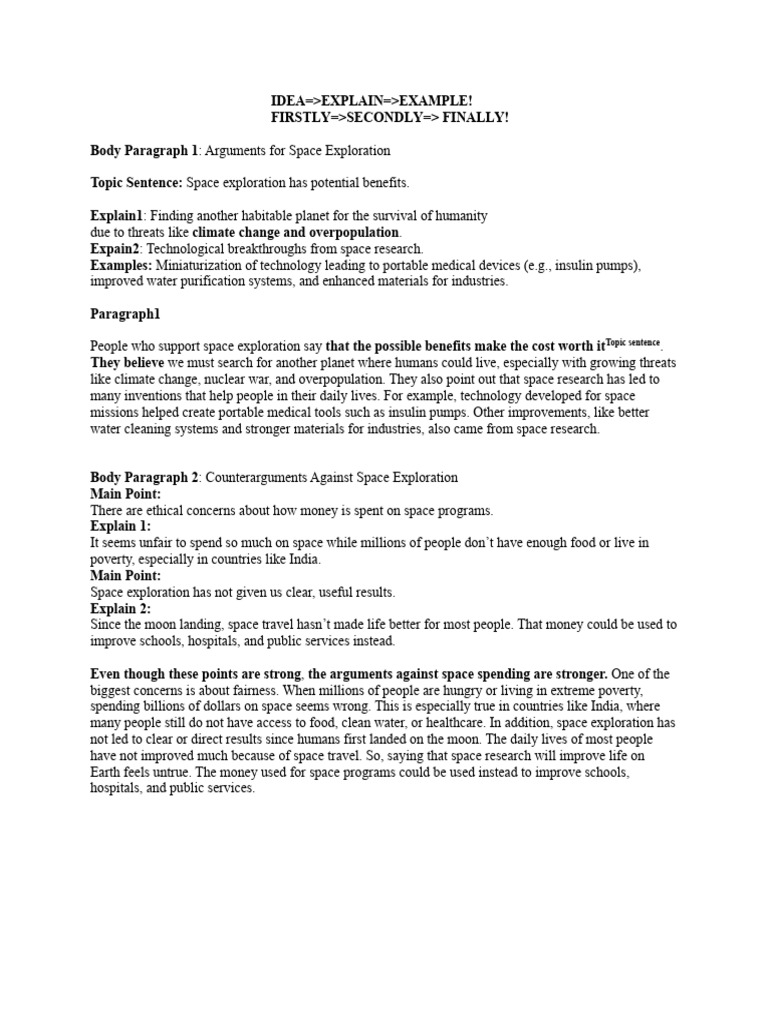 Writing Task 2 Space Exploration | PDF | Space | Space Exploration