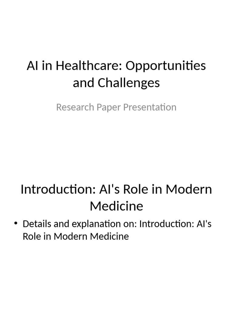 AI in Healthcare Opportunities and Challenges | PDF