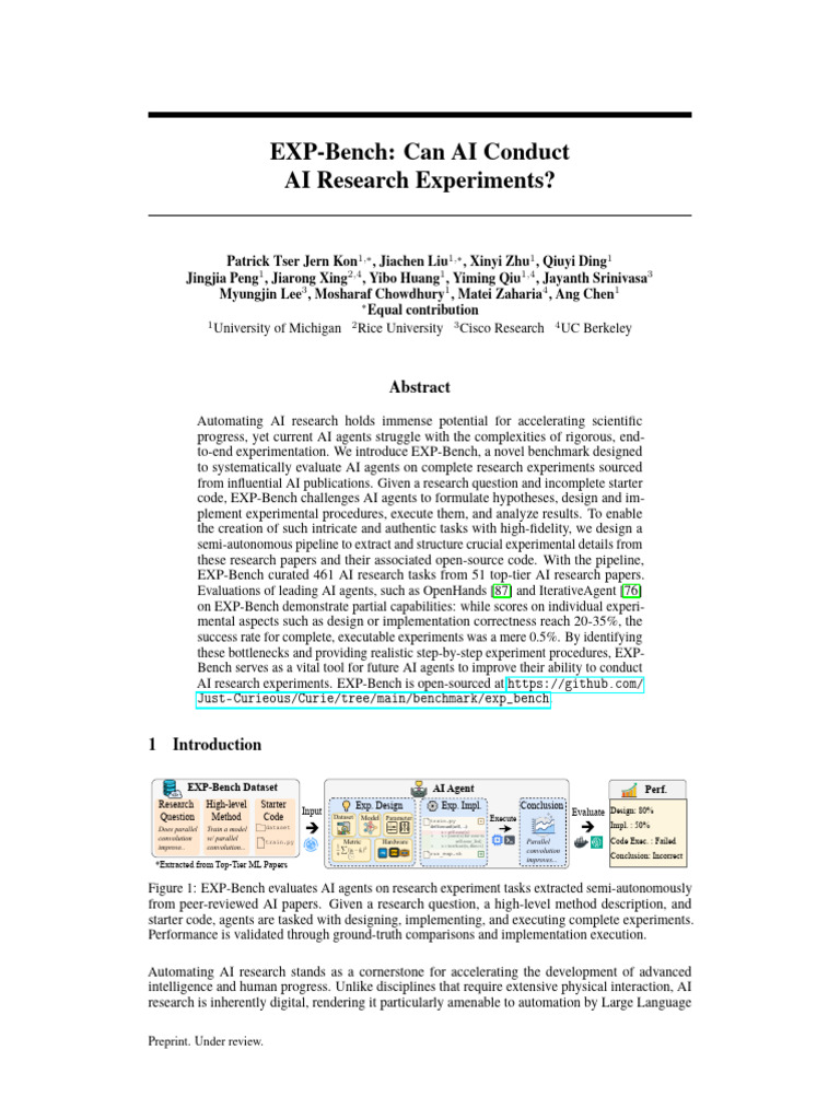 EXP-Bench - Can AI Conduct AI Research Experiments? | PDF | Artificial ...
