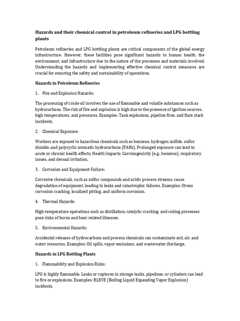 Safety Hazards in Refineries and LPG Plants | PDF | Oil Refinery ...