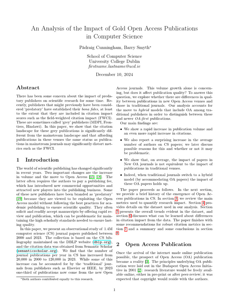 Impact of Open Access in Computer Science | PDF | Open Access | Academia