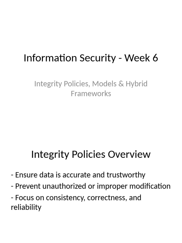 Lipner Model in Integrity Frameworks | PDF